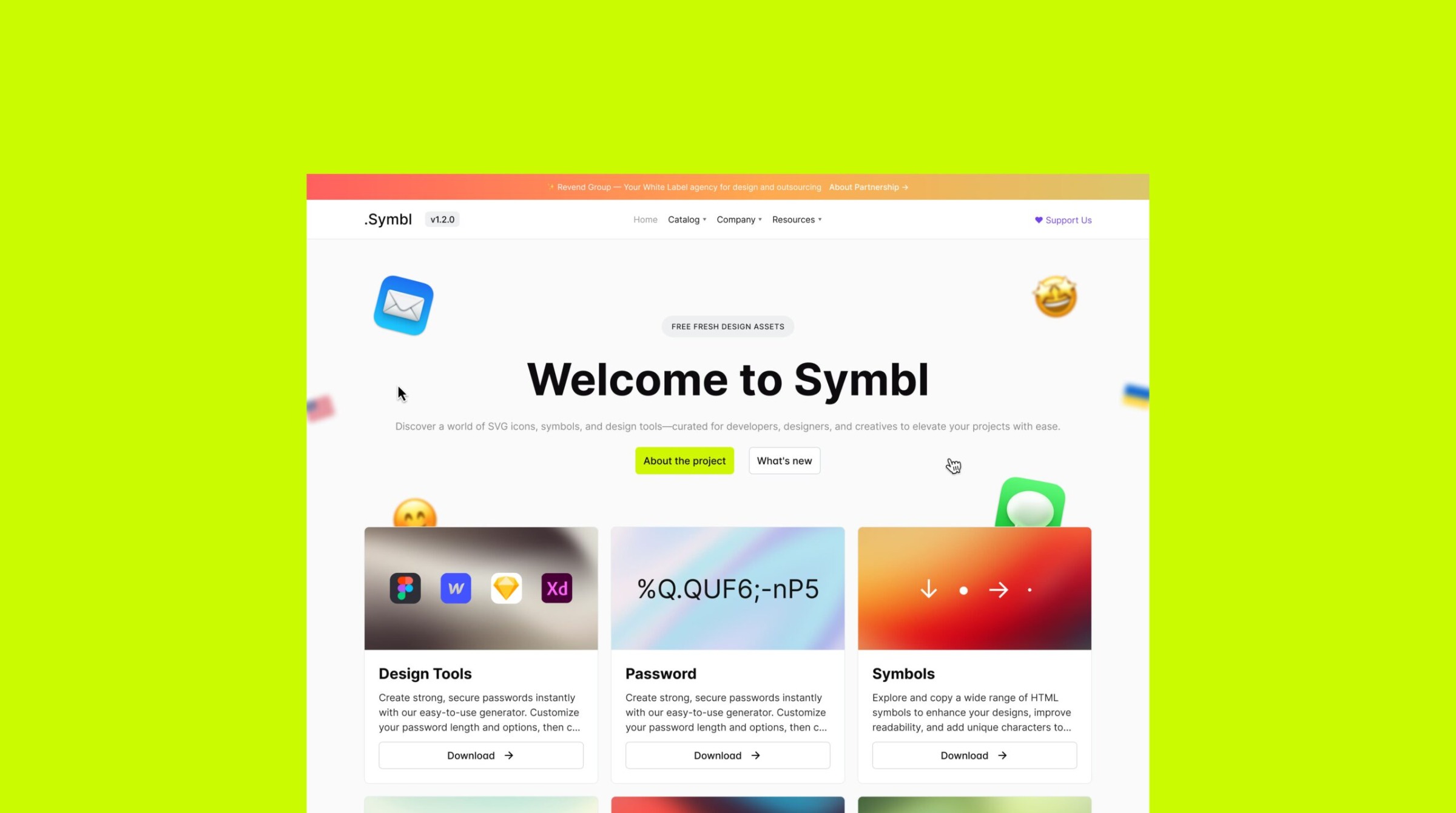 Symbl — An intuitive service offering a wide range of HTML symbols, emojis, flags, company logos, and payment systems.